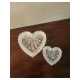 Two Crystal Heart Jewelry Boxes