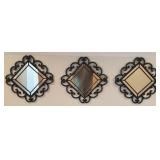 Three Decorative Wall Mirrors 17"x17"