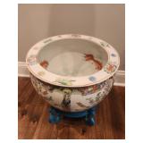 Chinese Famille Rose Fish Planter w/ Plant Stand