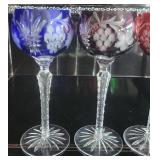 4 Cut To Clear Hock Wine Goblets