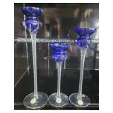 3 Handcrafted Crystal Candleholders