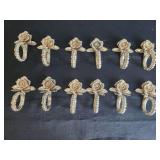 12 Vtg. Princess House Gold Tone Rose Napkin