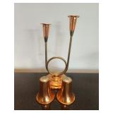 Vintage Copper Tone Candle Holder w/Shakers