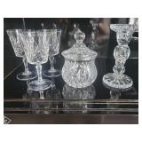 3 Cut Crystal Glasses/Candle Holder/Sugar Dish