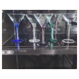 5 Cocktail Glasses with 5 Glass Charms