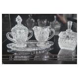 Crystal Sugar and Creamer Set with Jelly Set