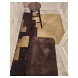 Three Rugs and Wooden Stool 24" Tall