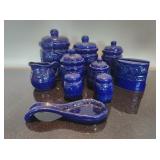Vintage Cobalt Blue Ceramic Canister Set