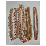 5 Gold Tone Costume Jewelry Necklaces