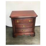 Cherry Wood Night Stand With Three Drawers