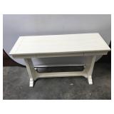 White Wooden Console Table with Two Pull-Out Drawe