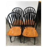 Set of Four Spindle-Back Chairs with Oak Bottom