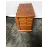 Wooden Side Table With Drawers and Shelves