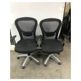 Pair of Black Mesh Office Chairs with Adjustable F