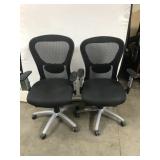 Pair of Black Mesh Adjustable Office Chairs