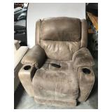 Brown Recliner With Cup Holders and Remote Control