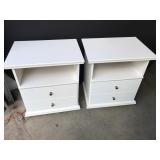 Pair of White Wooden Nightstands With Drawers