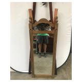 Tall Wood Framed Mirror with Metal Detailing, 19.5