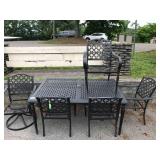 Metal Patio Table and Chair Set, 7 Pieces