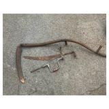 Antique Hand Tools Including Scythe and Drill