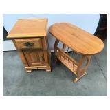 Oak Side Table and Magazine Rack Set