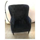 Tufted Navy Blue Velvet Upholstered Armchair