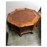 Octagonal Mahogany Coffee Table With Cabinet Stora