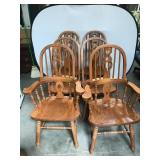 Oak Dining Set with Table and Six Chairs