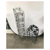 Set of Two Decorative Metal Shelf and Wine Rack