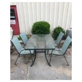 Outdoor Glass Table with Metal Frame and 4 Chairs