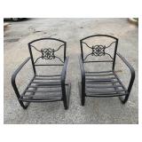Pair of Black Metal Outdoor Patio Chairs