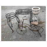 Assorted Decorative Iron and Wicker Plant Stands
