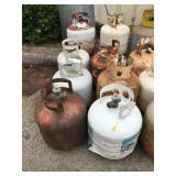 Lot of 8 Rusted Propane Tanks for Scrap or Parts