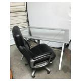 Glass and Metal Desk with Black Office Chair