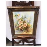 1981 Rose Gibson Floral Oil Painting in Ornate Fra