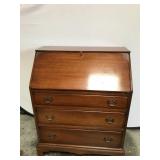 Vintage Mahogany Drop-Front Secretary Desk With Ke