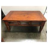 Pine Coffee Table with Glass-Front Drawers
