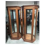 Pair of Oak Jasper Cabinet Display Cases with Glas