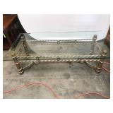Glass-Top Coffee Table with Twisted Metal Base, 54