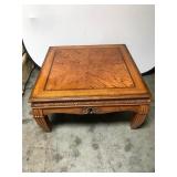 Square Wooden Coffee Table with Carved Details