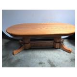 Oak Coffee Table With Pedestal Base, 47x24x18