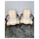 Pair of Upholstered Armchairs with Wooden Frames