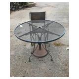 40-Inch Round Metal Outdoor Table with Chair