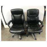 Two Black Faux Leather Office Chairs on Casters