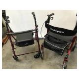 Lot of Two Foldable Rollator Walkers with Seats