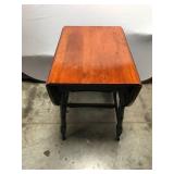 Mahogany Drop-Leaf Table with Drawer, 34x21x30