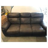 Brown Reclining Three-Seat Leather Sofa