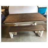 Rustic Pine Dining Table With Matching Bench, 72x3