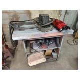 Wooden Rolling Cart and Contents - Read Details