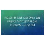 One Day Pickup Date / Time